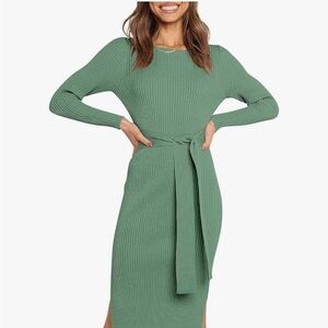 Gray Ribbed Knit Dress